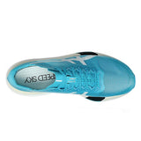 Unisex ASICS Metaspeed Sky Tokyo road racing shoes in white with aqua accents, designed for speed and performance.