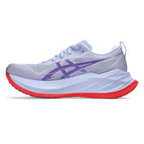 Unisex ASICS Superblast 2 tempo trainers in blue fade and Edo purple with a sleek athletic design.