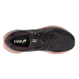 Women's ASICS Blazeblast trail running shoes in dark aubergine and rose dust with breathable mesh and durable outsole.