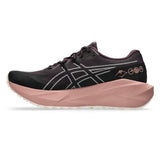 Women's ASICS Blazeblast trail running shoes in dark aubergine and rose dust with breathable mesh and supportive design.