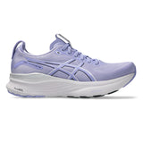 Women's ASICS GEL-Kayano 32 stability trainers in bluebell and silver with supportive design for running and walking.