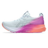 Womens ASICS GEL-Kayano 32 stability trainers in sky blue and digital sakura color with supportive running shoe design