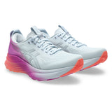 Women's ASICS GEL-Kayano 32 stability trainers in sky digital and sakura colors, featuring supportive design and running shoe details.