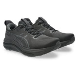 Women's ASICS GEL-Kayano 33 stability trainers in black with supportive cushioning and stylish design.