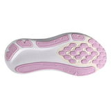 Women's ASICS GEL-Kayano 33 Wide stability trainers in white and hazy lilac with supportive design and cushioning.