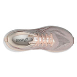 Women's ASICS GlideRide Max 2 neutral daily trainers in pearl pink and dusty red, featuring supportive running shoe design.