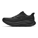 Black Hoka Clifton 11 women's running shoes in B-width, featuring a sleek design with cushioned soles and supportive fit.