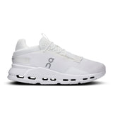 Women's On Cloudnova 2 Active Life sneakers in black and white with breathable mesh and cushioned soles for comfort.