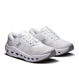 Women's On Cloudrunner 3 road running shoes in grey and pink, featuring cushioned midsole and breathable mesh upper.