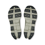 On Cloudmonster 3 women's road running shoes in black with cloud-inspired design and cushioned sole, side view.