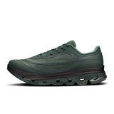 Men's On Cloudflow 5 AD running shoes in black with blue accents, designed for active life and athletic performance.