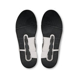 On THE ROGER Clubhouse men's tennis shoes in black and white with cushioned soles and breathable mesh uppers.