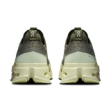 Men's On Cloudsurfer Max road running shoes in black with blue accents, featuring lightweight cushioning and breathable mesh upper.
