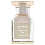 Tom Ford Vanilla Sex perfume bottle with elegant design and clear label, showcasing the luxurious fragrance packaging.