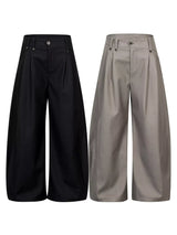 Men's high-waisted, wide-leg pleated casual pants by Trendsi, shown in dark fabric with a relaxed fit and comfortable waistband.