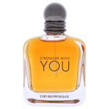 Emporio Armani Stronger With You men's Eau de Toilette spray bottle, 3.4 oz, with sleek packaging and brand logo visible.