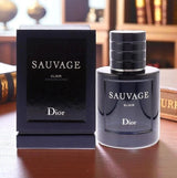 Dior Sauvage Elixir Eau de Parfum spray for men, 2 fl oz, featuring sleek bottle design and luxurious fragrance.