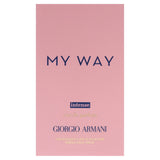 Giorgio Armani My Way Intense 3 oz refillable EDP spray bottle with elegant design and clear fragrance branding.