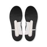 On THE ROGER Clubhouse men's tennis shoes with white and blue design, showcasing breathable mesh upper and cushioned sole.
