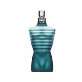 Jean Paul Gaultier Le Male men's fragrance bottle with distinctive torso design, showcasing the Eau de Toilette scent.