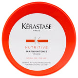 Kérastase Nutritive Masquintense Fine Hair Mask for dry hair in 16.7 oz jar, nourishing treatment for fine, dry hair.