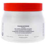 Kérastase Nutritive Masquintense fine hair mask for dry hair, 16.7 oz, in a sleek beauty jar with a white and gold label.