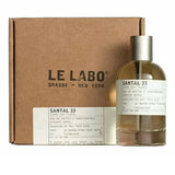 Le Labo Santal 33 Eau de Parfum Spray 100ml, a sophisticated fragrance with warm sandalwood and spicy notes, displayed in a sleek bottle