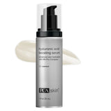 Bloomvera PCA Skin Hyaluronic Acid Boosting Serum in a 30ml bottle, showing the clear hydrating face serum with a pump dispenser.