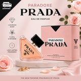 Prada Paradoxe Eau de Parfum for Women 3 oz bottle, elegant fragrance with floral and woody notes, in a sleek glass bottle.