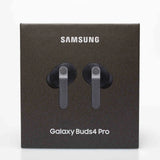 Samsung Galaxy Buds4 Pro Wireless Earbuds in black, compact design with charging case, lightweight and designed for high-quality sound.