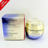 Shiseido Vital Perfection Uplifting & Firming Advanced Cream 50ml jar, showcasing the luxurious skincare product for mature skin.