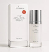 Bloomvera SkinMedica TNS Advanced+ Serum 1 oz bottle, clear container with pump, shown on a neutral background in this product image.