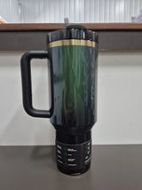 Stanley X Love Shack Fancy 40oz Rosa Beaux Blue holiday tumbler in gift box, with floral design and blue accents.