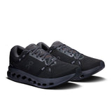 Men's On Cloudsurfer 2 road running shoes in black with white accents, showcasing the lightweight, breathable design and cushioned sole.