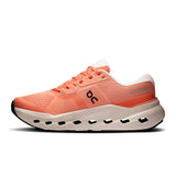 On Cloudrunner 3 women's road running shoes with lightweight design and breathable mesh in gray and white.