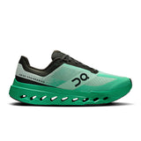 On Cloudsurfer Next men's road running shoes in black and gray with breathable mesh upper and cushioned sole.