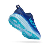 Men's Hoka Bondi 8 running shoes in D-width, featuring a sleek design with breathable mesh and cushioned soles for comfort.