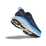 Men's Hoka Bondi 8 running shoes in D-width, featuring a sleek design with supportive cushioning and breathable mesh uppers.