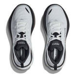 Men's Hoka Bondi 8 running shoes in D-width, navy and gray color, featuring cushioned soles and breathable mesh upper.