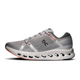 Men's On Cloudsurfer 2 road running shoes in navy and gray with cushioned soles and breathable mesh uppers.