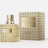 Valentino Born in Roma The Gold Donna perfume bottle with gold accents and elegant design.