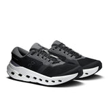 On Cloudrunner 3 women's road running shoes in white and gray with cushioned soles and breathable mesh upper.