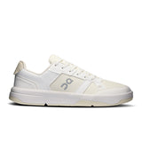 On THE ROGER Clubhouse men's tennis shoes featuring a sleek design with white and blue accents, breathable mesh, and cushioned sole.