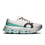 Men's On Cloudmonster 3 Hyper road running shoes in black with blue accents, featuring a cushioned midsole and durable outsole.