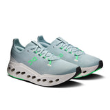 Men's On Cloudsurfer Max road running shoes in black and white, featuring lightweight cushioning and athletic design.