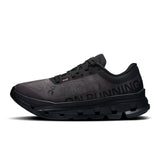 On Cloudflow 5 women's road running shoes in black and pink, featuring lightweight design and cushioned soles for comfort.