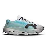 Men's On Cloudboom Max road running shoes with black and white colorway, featuring lightweight cushioning and durable outsole.