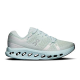 Women's On Cloudsurfer 2 road running shoes in gray with white accents, featuring breathable mesh upper and cushioned sole.