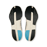 Men's On Cloudsurfer Next road running shoes in black and blue with cushioned soles and breathable mesh upper.