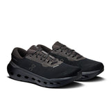 Men's On Cloudrunner 3 Waterproof road running shoes in black with blue accents, featuring breathable mesh and cushioned soles.